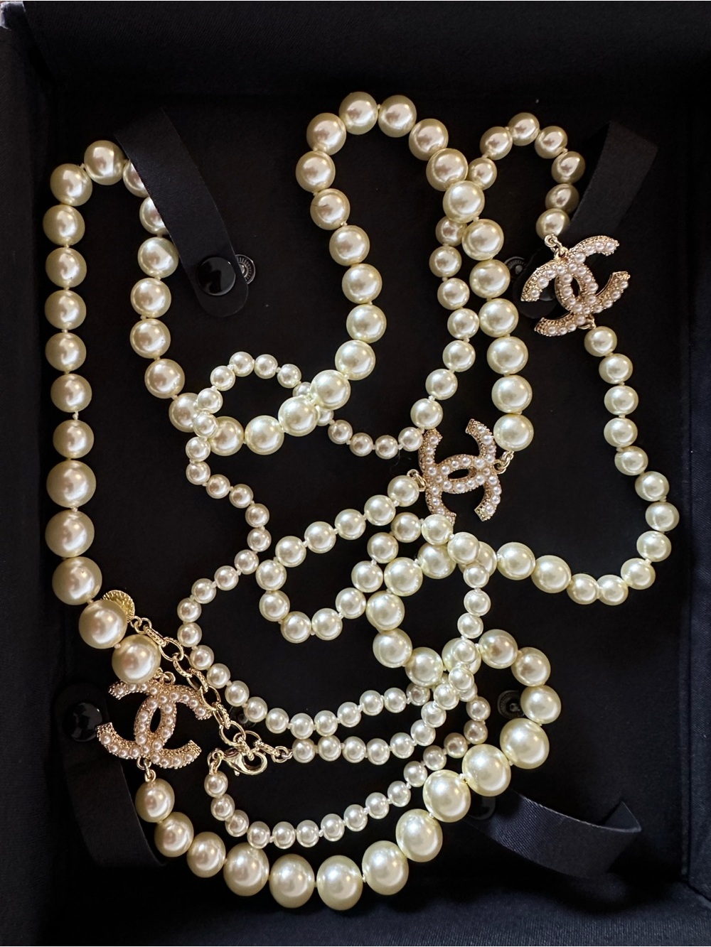 Chanel 67” Pearl CC Long Necklace | Statement Layering Piece